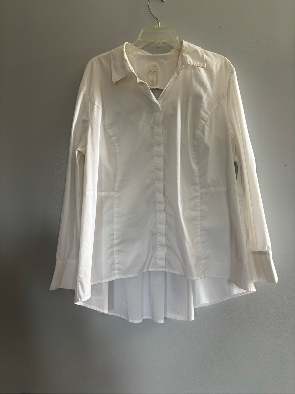 Chico's White Button-Down Long-Sleeve Shirt